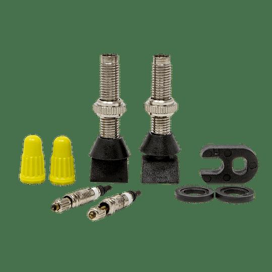 2 Válvulas Finas Tubeless Desmontables + Adaptador