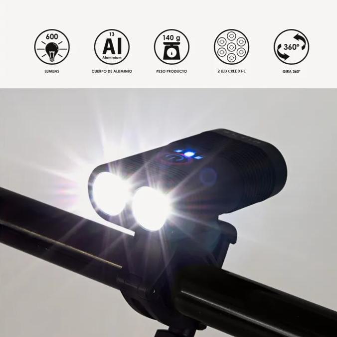 Faro Delantero Recargable / 600 Lúmenes