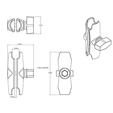 Miniatura Brazo De Enchufe Doble - Color: Negro