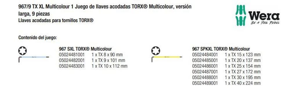 Llaves Largas En L Para Tornillos TORX