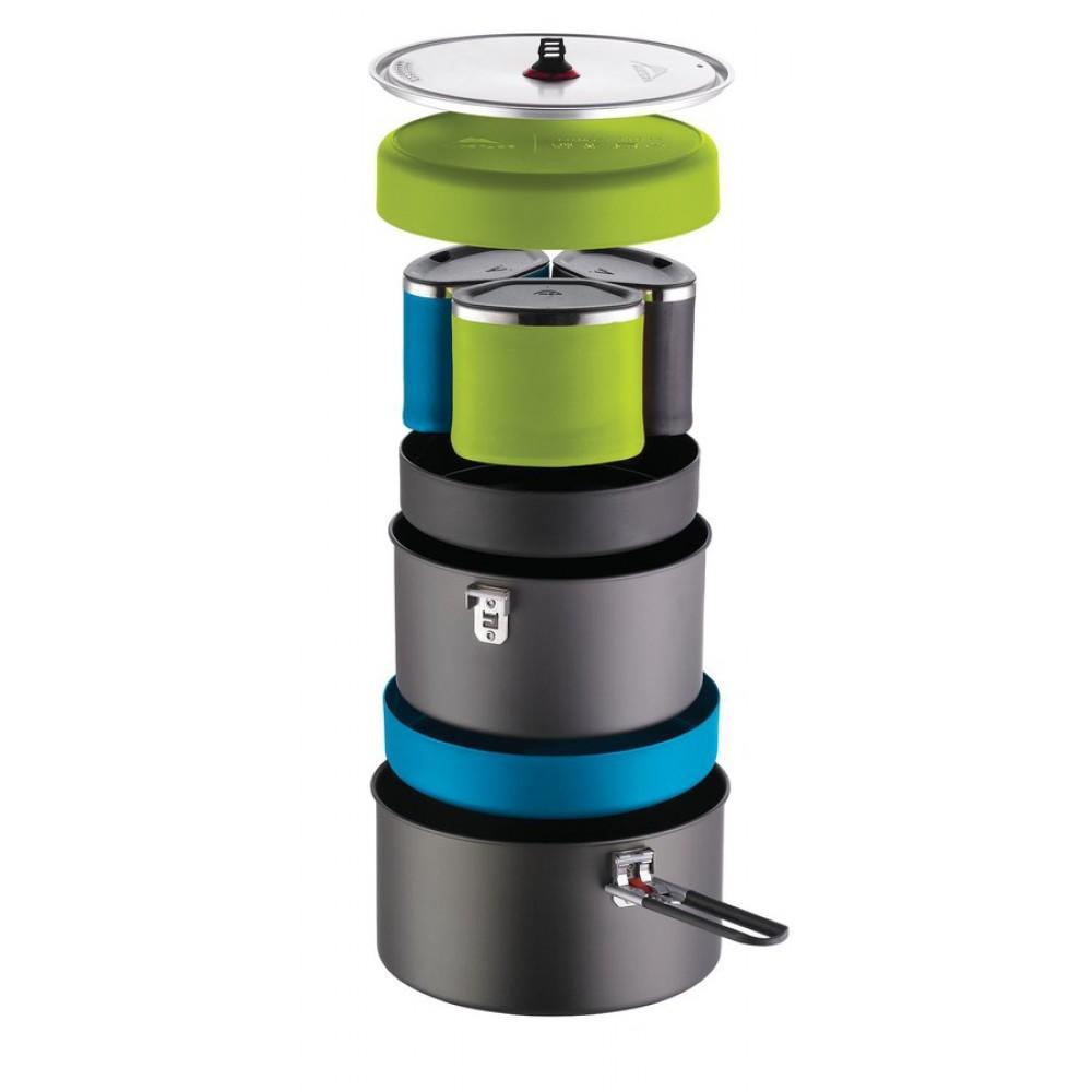 Bateria De Cocina Flex 3 System - Color: Gris/Verde/Azul