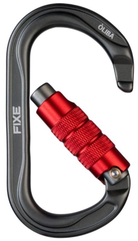 Miniatura Mosquetón Aluminio Oval 2 Tiempos 25kN Óliba Twist Lock - Color: Negro Rojo