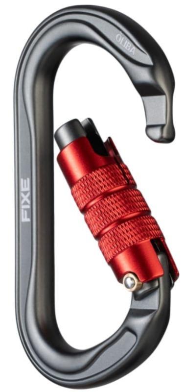 Miniatura Mosquetón Aluminio Oval 2 Tiempos 25kN Óliba Twist Lock - Color: Negro Rojo