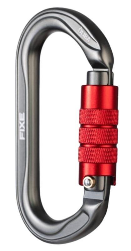 Miniatura Mosquetón Aluminio Oval 2 Tiempos 25kN Óliba Twist Lock - Color: Negro Rojo