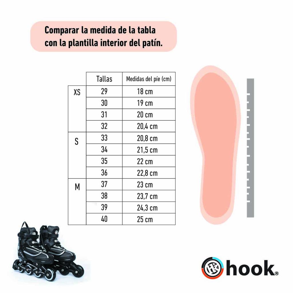 Patines Hook Fitness Negro M(37-40) - Talla: M