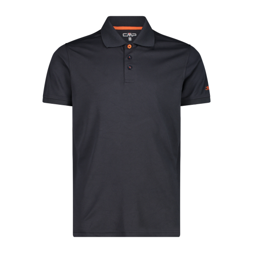 Polera Manga Corta Hombre Polo-3T60077 - Color: Negro-Naranjo