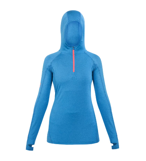 Polera Dry Fit Spx Con Gorro Manga Larga Mujer - Color: Azul