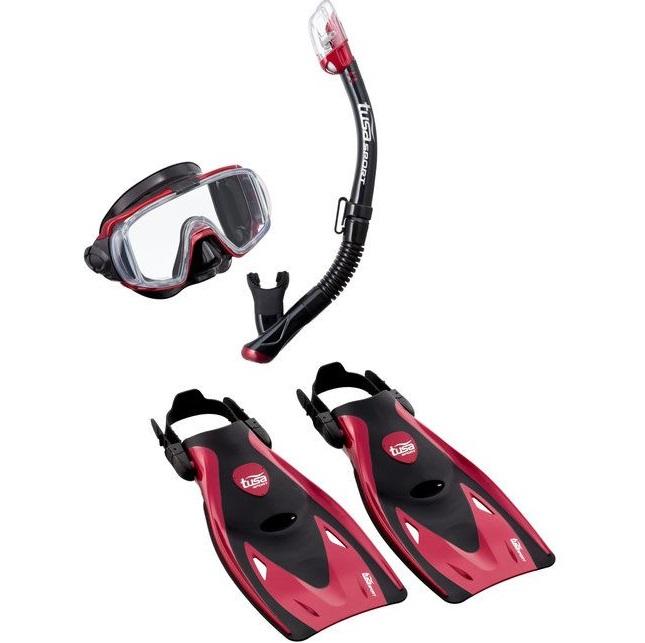 Set De Viaje Buceo Adulto Visio TRI-EX  - Color: Negro-Rojo