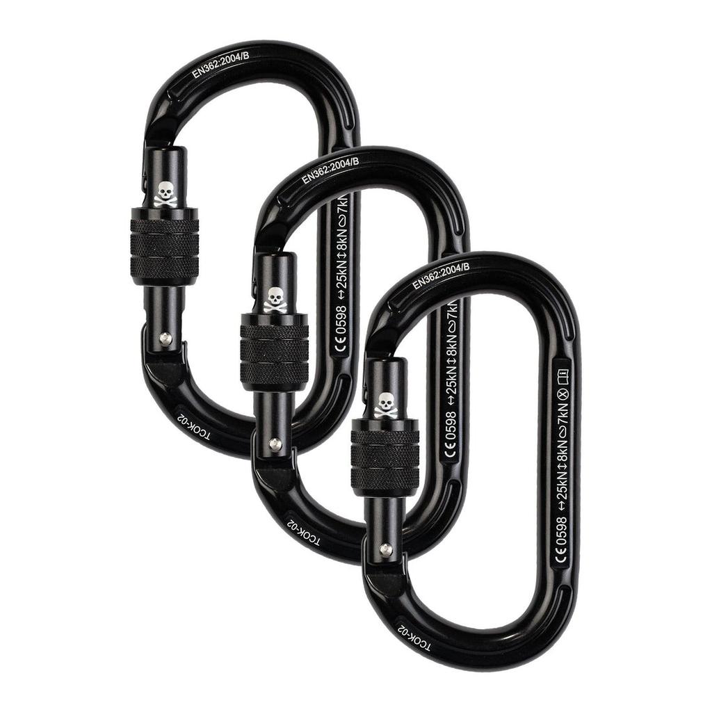 Miniatura Mosquetones Oval K Locking Carabiner 3-Pack - Color: Negro