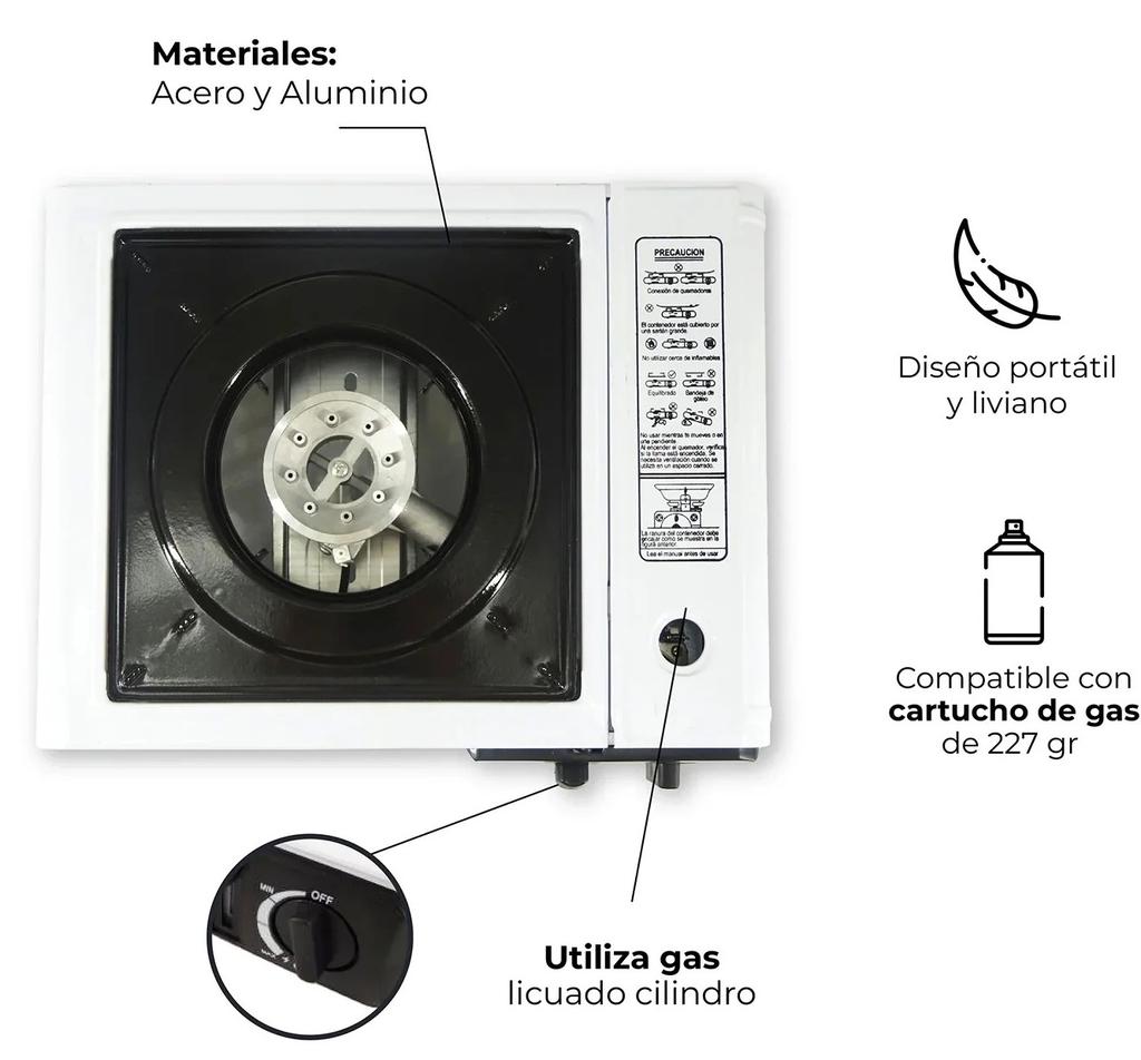 Cocinilla Portátil Para Camping Atacama  - Color: Blanco