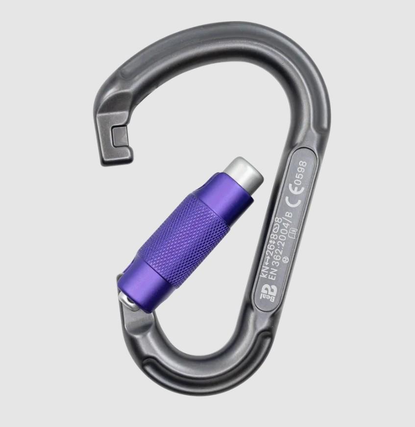 Miniatura Mosquetón Aluminio Hms 3 Tiempos 26kN Be Lock 3-Matic - Color: Plateado/Violeta