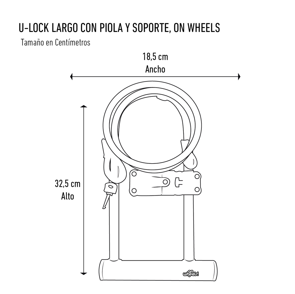 Casco Street Hook Con Luz Verde +U-Lock Ow Largo Con Piola y Soporte -