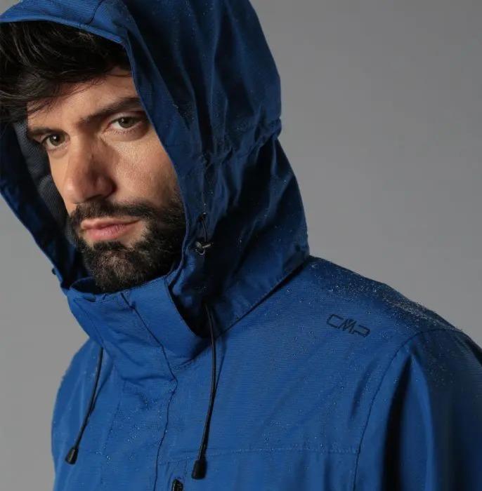 Chaqueta Hombre Impermeable con Gorro Desmontable - Color: Azul