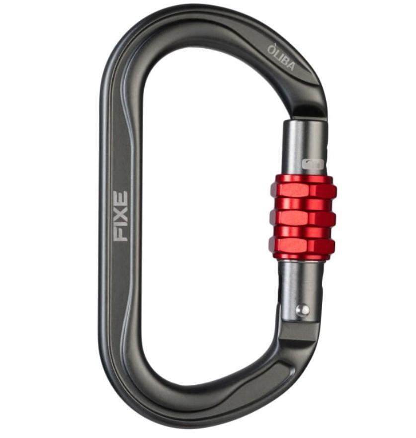 Miniatura Mosquetón Aluminio Oval Rosca 25kN Óliba - Color: Gris/Rojo
