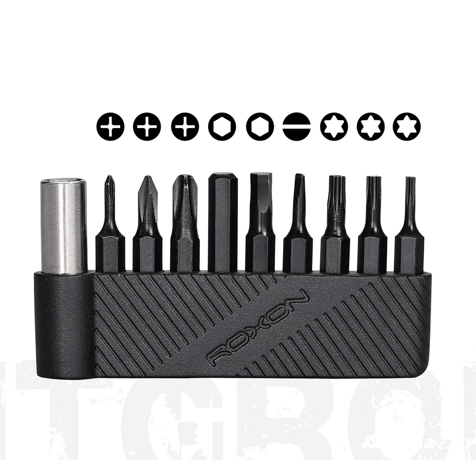 Roxon 9 Pcs Bits BitS01 - Color: Negro-plateado