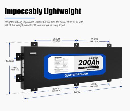 Batería Litio Delgada 200 Ah 12V -