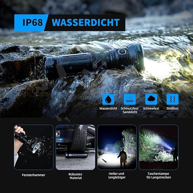 Miniatura Linterna Recargable A9 12000 Lumens - Color: Negro