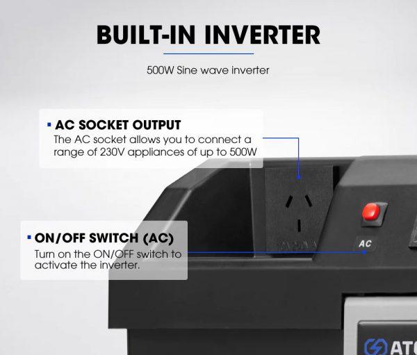 Caja Batería Con Inversor Onda Pura 500W Incorporado - Formato: Unidad