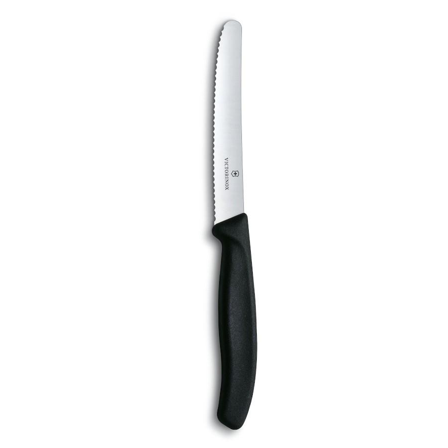 Cuchillo Verdura Dentado Punta Redonda 11 cm - Color: Negro