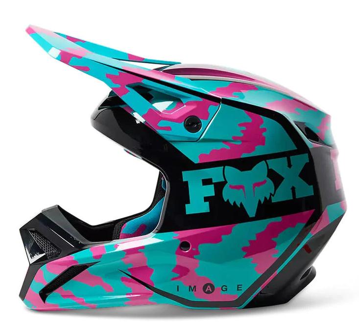 Miniatura Casco Moto V1 Nuklr  - Color: Celeste