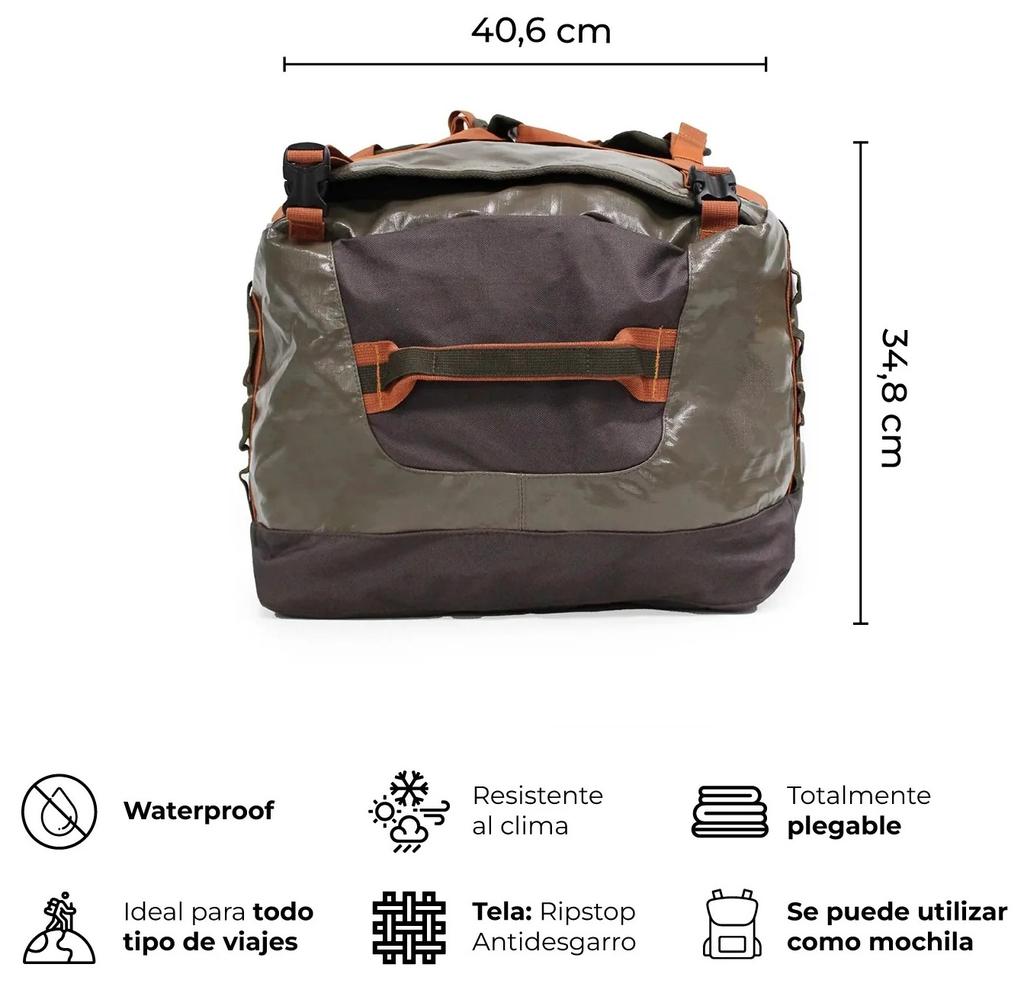 Miniatura Bolso Mochila Impermeable 80L - Color: Café