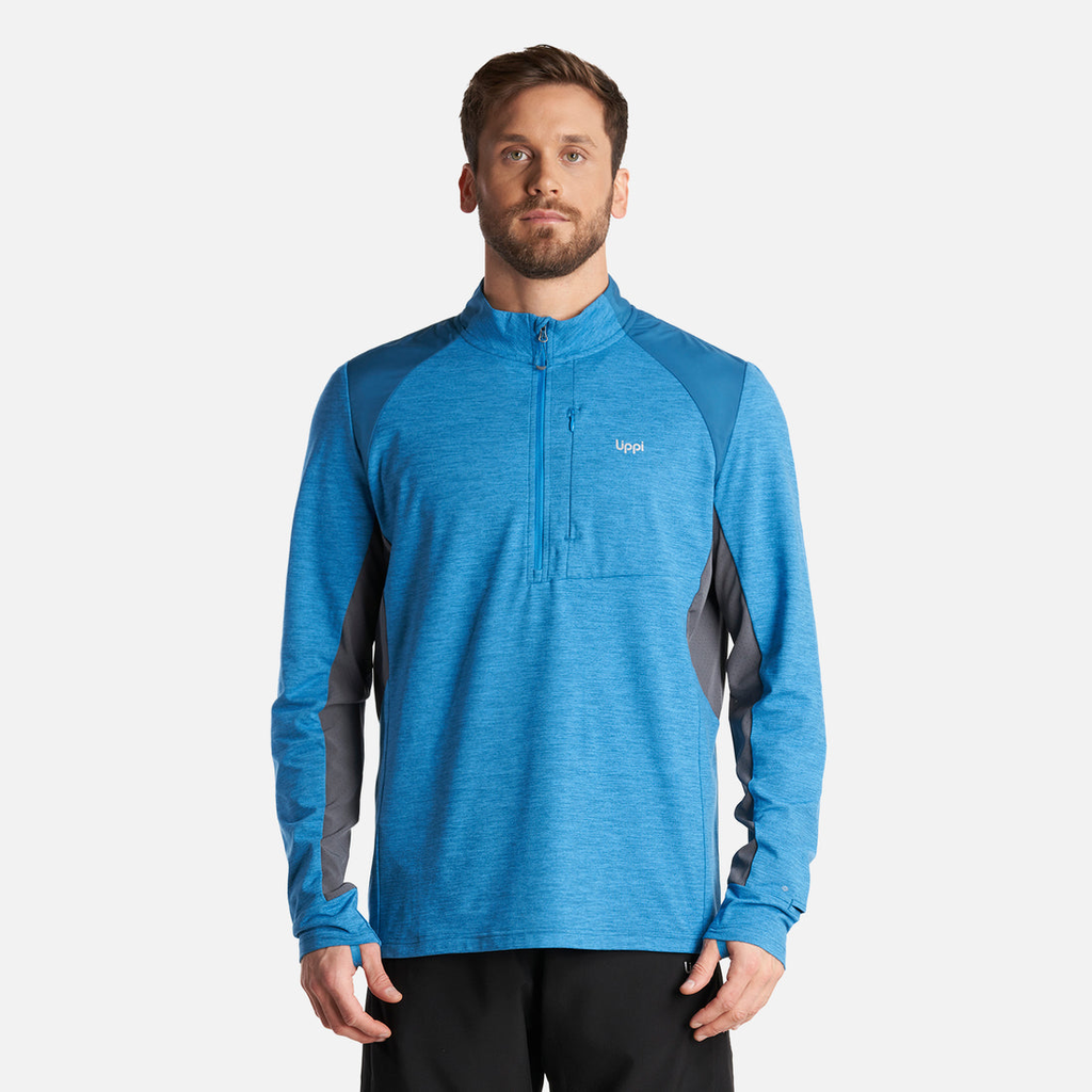 Miniatura Poleron Hombre Egger 1/4 Zip Melange - Color: Celeste