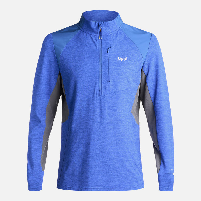 Miniatura Poleron Hombre Egger 1/4 Zip Melange - Color: Azul