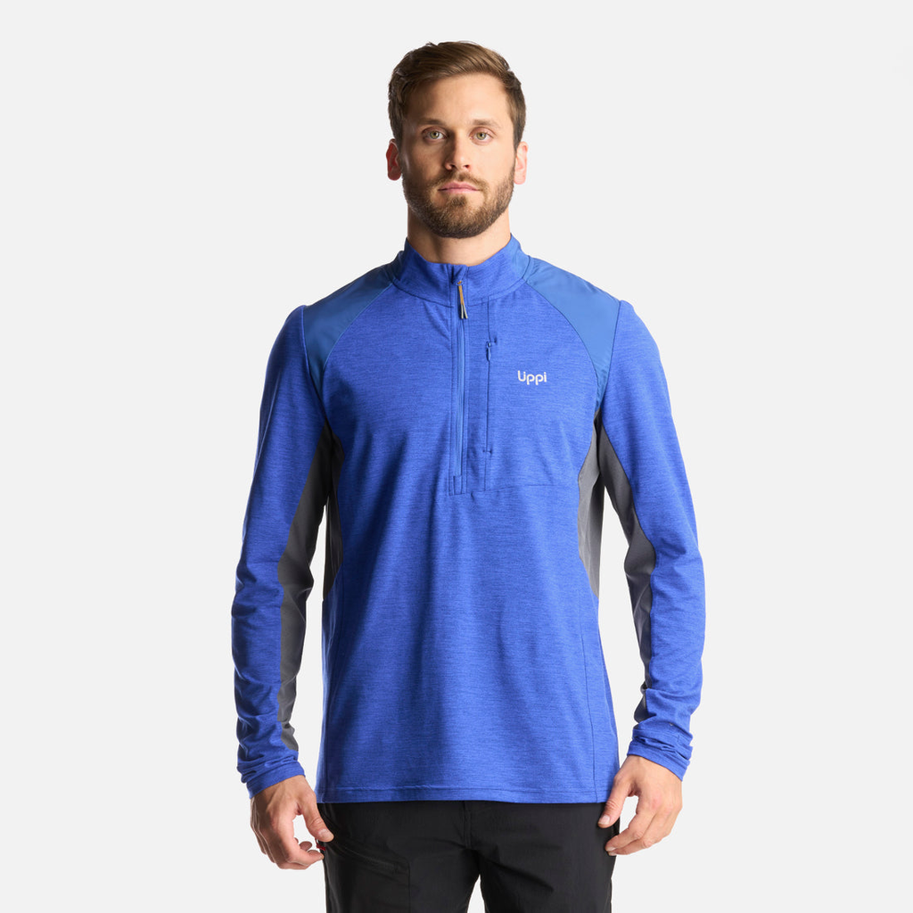 Poleron Hombre Egger 1/4 Zip Melange - Color: Azul