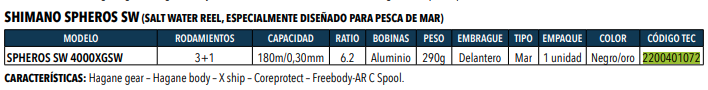 Carrete Shimano Spheros SW  -