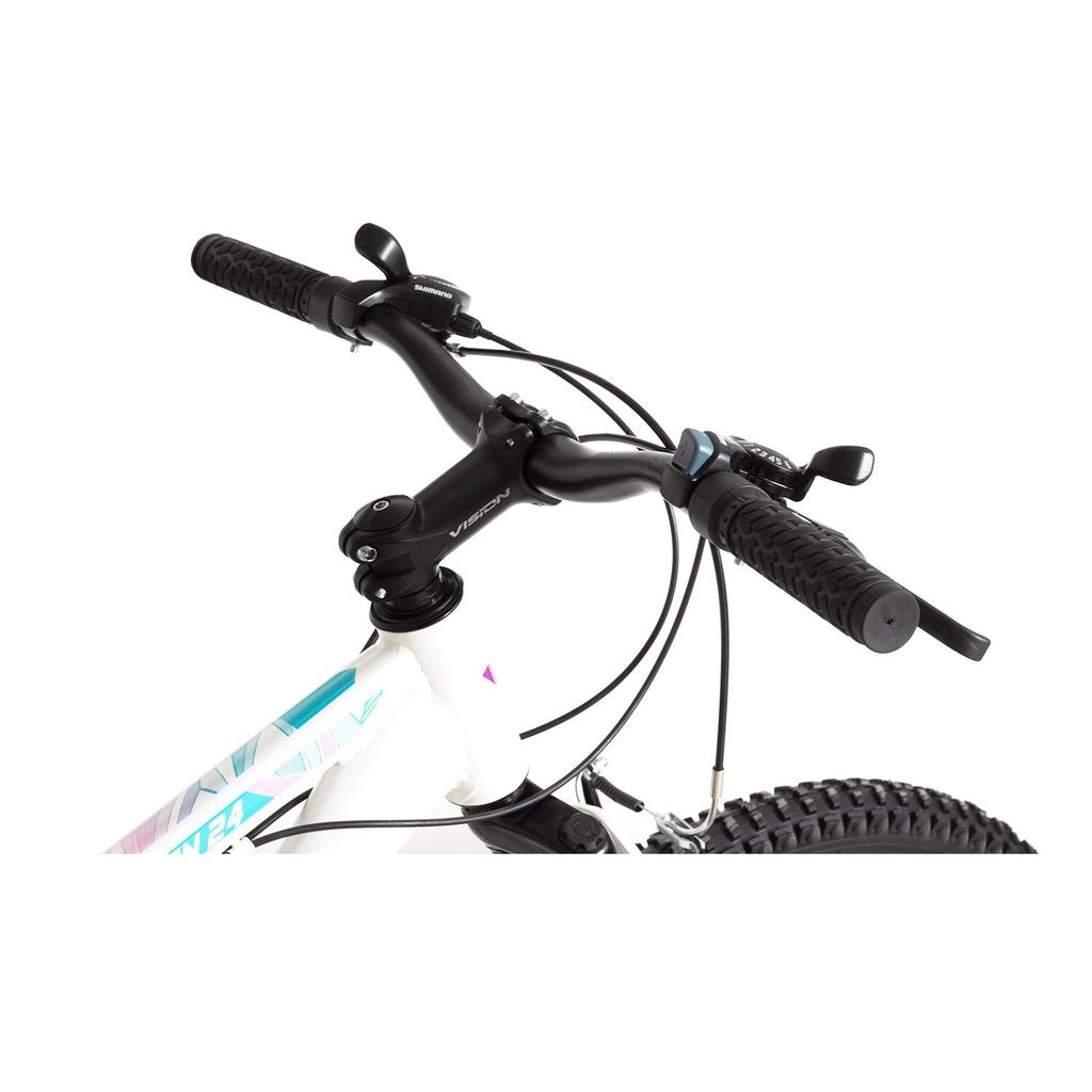 Miniatura Bicicleta Oxygen MTB Aro 24 Acero 18V. Dama Talla 16 V-Brake - Color: Blanco/Morado/Celeste/Rosa