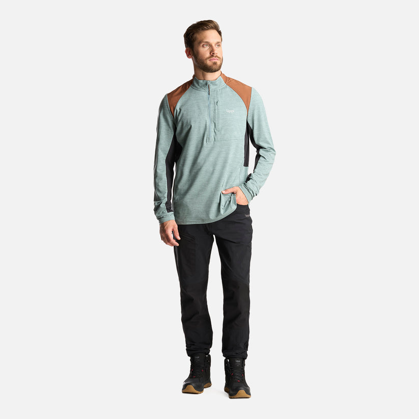 Poleron Hombre Egger 1/4 Zip Melange - Color: Jade