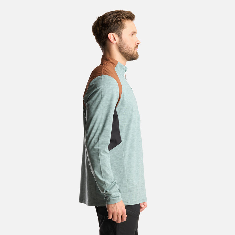 Miniatura Poleron Hombre Egger 1/4 Zip Melange - Color: Jade