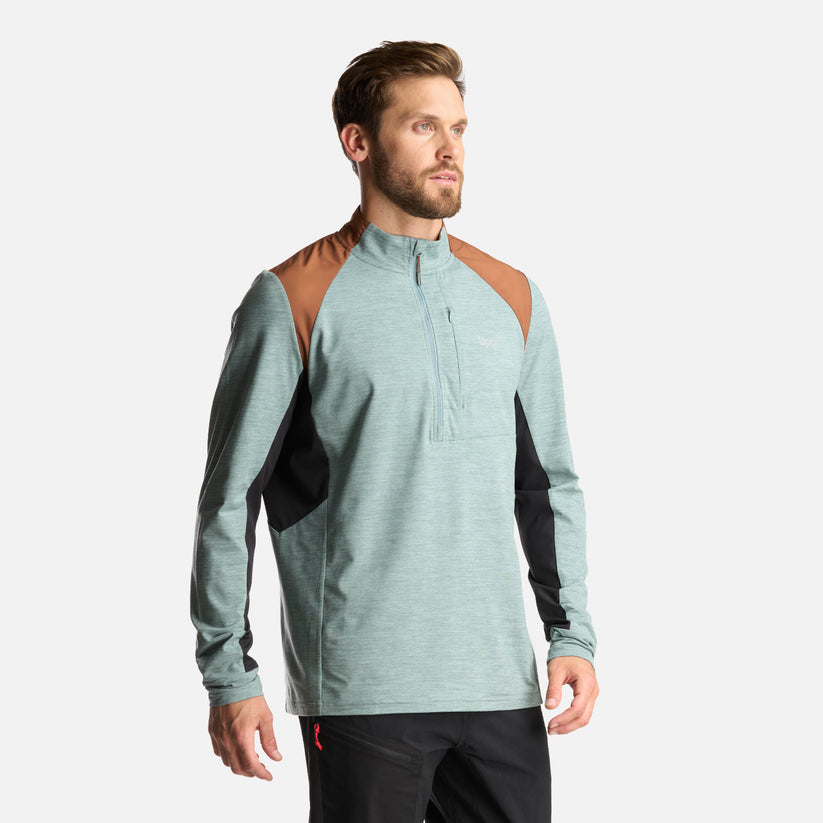 Miniatura Poleron Hombre Egger 1/4 Zip Melange - Color: Jade