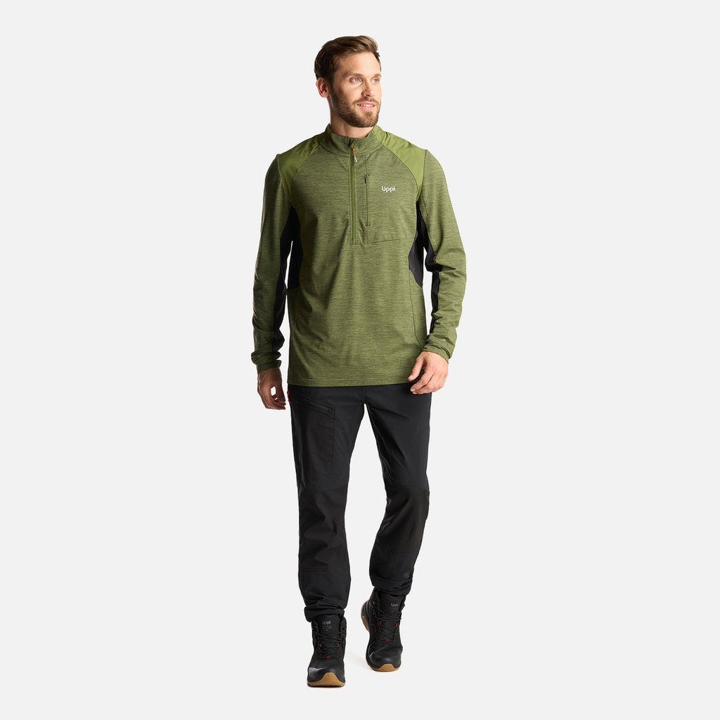 Miniatura Poleron Hombre Egger 1/4 Zip Melange - Color: Verde