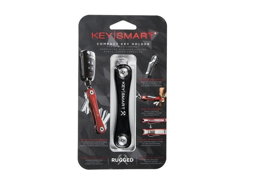 Organizador De Llavero Con Destapador y Clip De Bolsillo - Color: Negro/Plateado