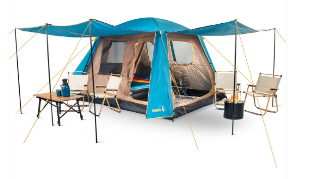 Carpa Camping Dolomites 6, 6 Personas Techo Largo 3000 mm Doble Toldo