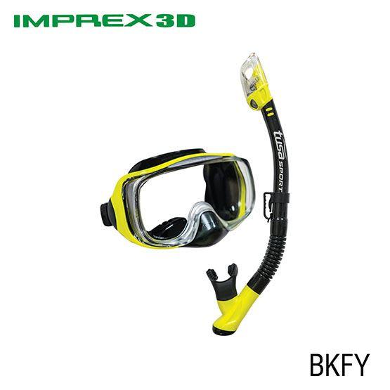 Imprex 3D Mask & Dry Snorkel Set  - Color: Negro/Amarillo