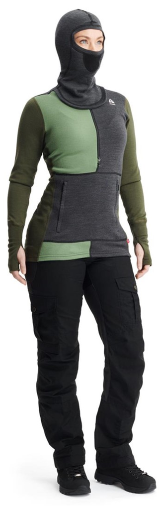 Miniatura  Primera Capa Mujer Warm Wool Hood sweater W/Zip - Color: Verde Oliva