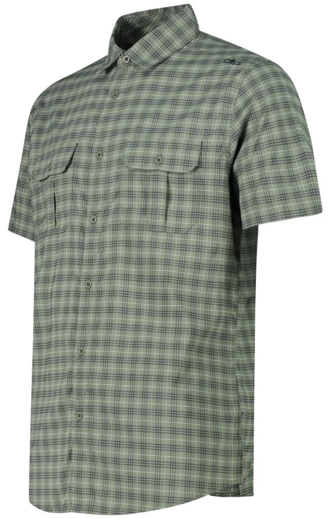 Camisa Hombre Manga Corta Elasticada - Color: Gris Cuadros