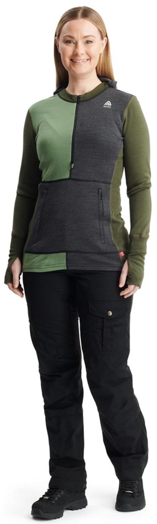 Miniatura  Primera Capa Mujer Warm Wool Hood sweater W/Zip - Color: Verde Oliva
