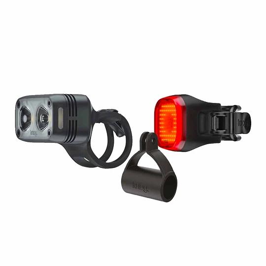 Luces Delantera Y Trasera Blinder Road 600 Mini Square - Color: Negro