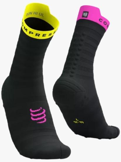 Pro Racing Socks Run High ULTRALIGHT v4.0 - Color: Negro-Amarillo-Rosado