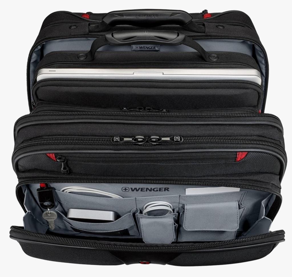 Miniatura Maleta con ruedas y bolso para portátil de 17 pulgadas a juego. - Color: Negro