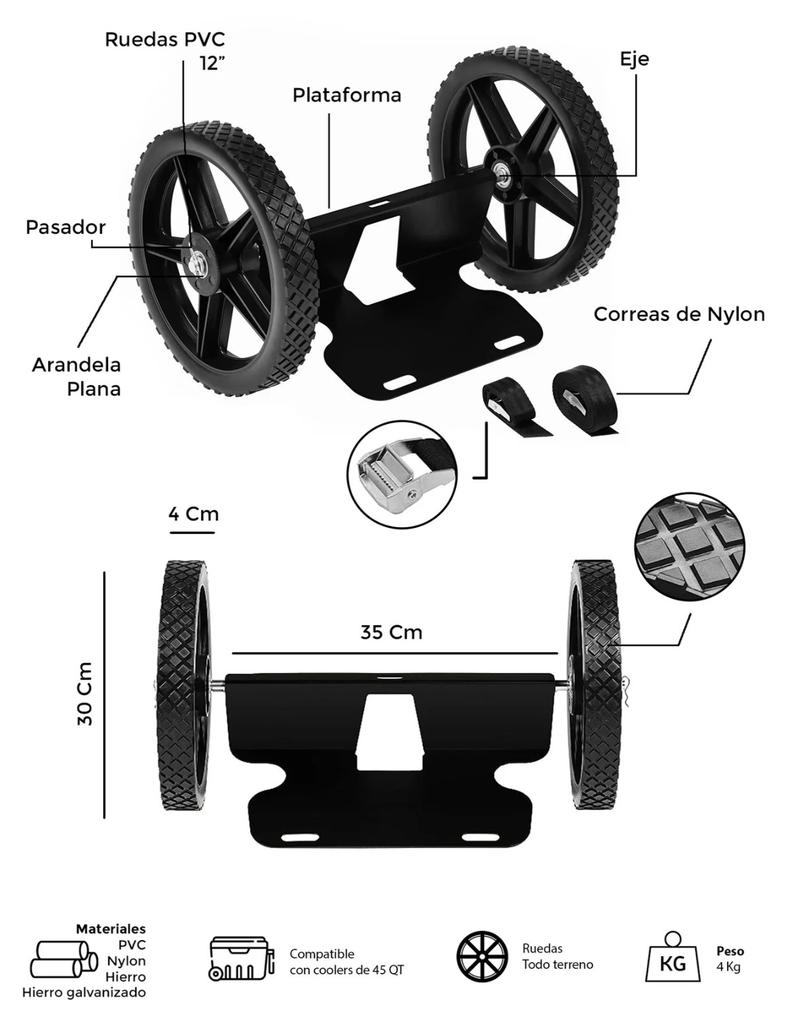 Miniatura Set De Ruedas Para Coolers 45QT - Color: Negro