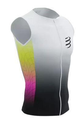 Tri Postural Aero Tank Top M White/Safety Yellow/Neon Pink - Color: Blanco-amarillo-rosado-negro