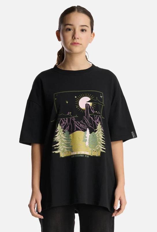 Polera Teen Girl Psychedelic Oversize T-Shirt - Color: Negro