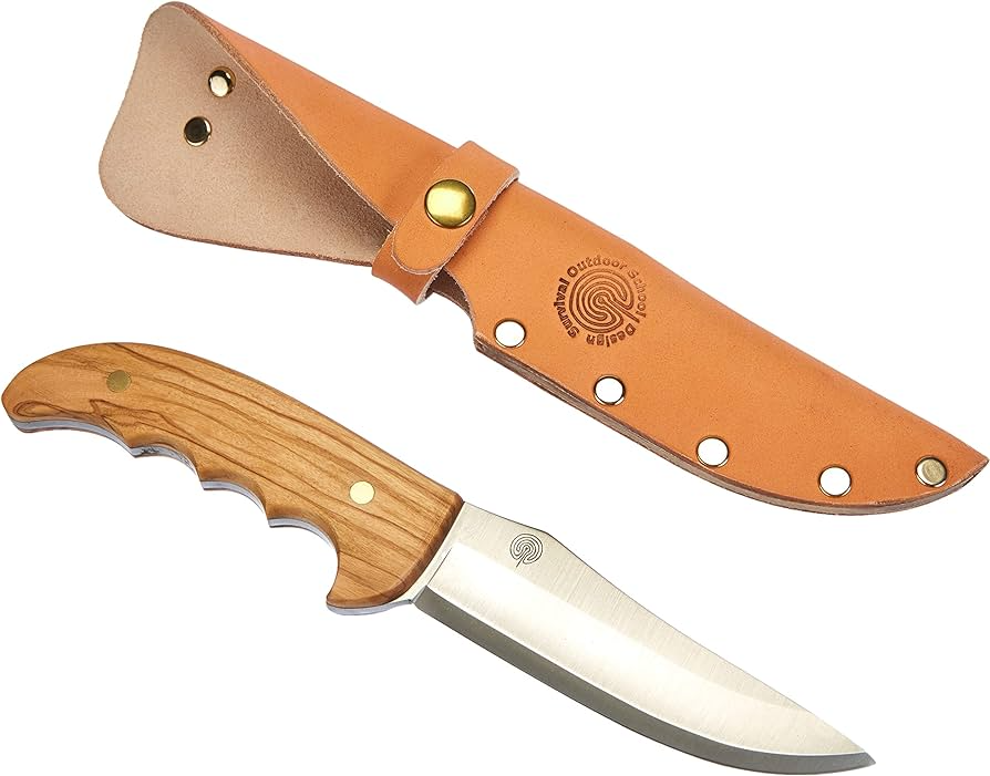 Cuchillo School Hoja 12 cm Mango Madera Funda de Piel - Color: Madera