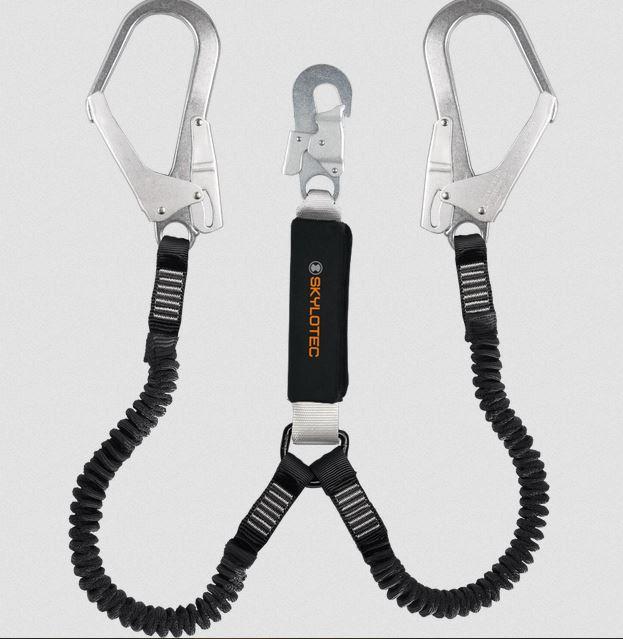 Cola De vida Bfd Y Flex Con Conector Acero Fs 90 St 1,5 mts Cinta Elasticada  - Color: Negro/Plateado