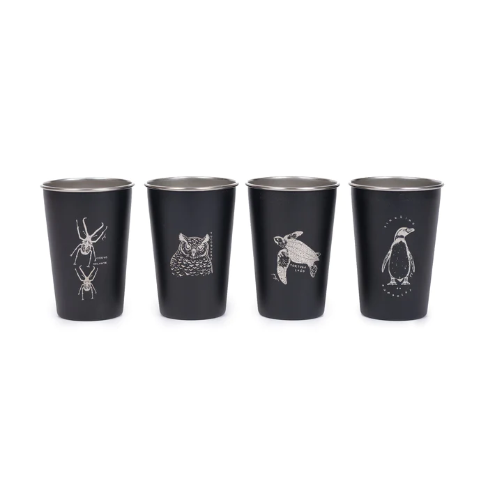 Miniatura SET 4 VASOS ACERO 480 ML - Color: Negro Fauna