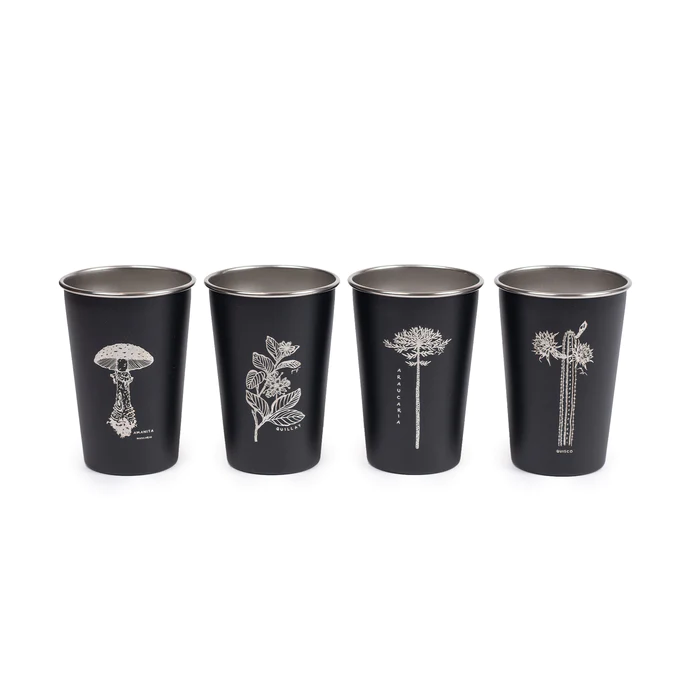 Miniatura SET 4 VASOS ACERO 480 ML - Color: Negro Flora